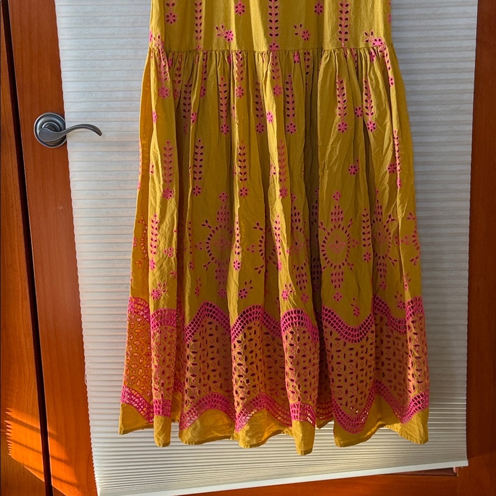 NWT DIXIE Yellow and Pink Floral embroidered Maxi Dress size medium - Picture 12 of 15